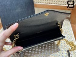 Túi YSL Envelope Woc Grained Black Gold Đen Khóa Vàng Da Calfskin 19CM Best Quality