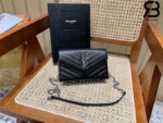 Túi YSL Envelope Woc Grained Black Silver Đen Khóa Bạc Da Calfskin 19CM Best Quality