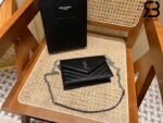 Túi YSL Envelope Woc Grained Black Silver Đen Khóa Bạc Da Calfskin 19CM Best Quality