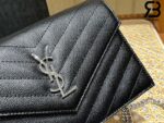 Túi YSL Envelope Woc Grained Black Silver Đen Khóa Bạc Da Calfskin 19CM Best Quality