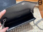 Túi YSL Envelope Woc Grained Black Silver Đen Khóa Bạc Da Calfskin 19CM Best Quality