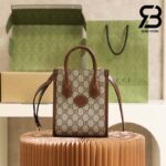 Túi Gucci Mini Tote Bag With Interlocking G Nâu 16CM Best Quality
