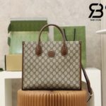 Túi Gucci Small Tote Bag GG Supreme Nâu 31CM Best Quality