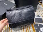 Túi YSL Niki Medium Chain Bag In Crocodile Embossed Leather Đen Da Calfskin 28CM Best Quality