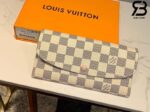 Ví LV Emilie Wallet Damier Rose Pink Màu Trắng Hồng 19CM Best Quality