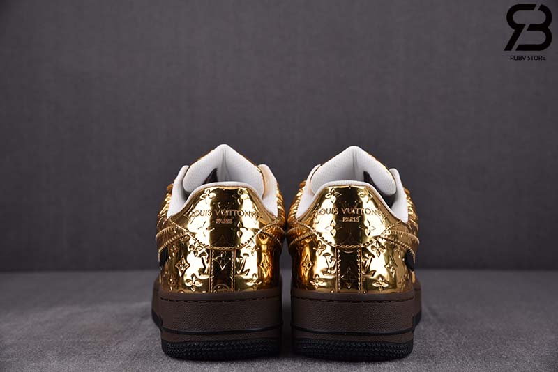 Giày Nike Air Force 1 Low Louis Vuitton Metallic Gold Best Quality