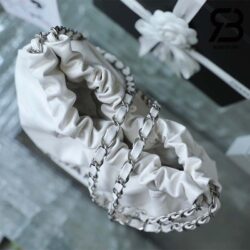 Túi Chanel 22 Small Handbag Trắng Logo Bạc Da Bê 34CM Best Quality