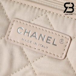 Túi Chanel 22 Small Handbag Trắng Logo Bạc Da Bê 34CM Best Quality