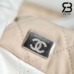 Túi Chanel 22 Small Handbag Trắng Logo Bạc Da Bê 34CM Best Quality