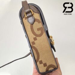 Túi Gucci Horsebit 1955 Phone Box Jumbo GG Mini Bag Nâu Best Quality