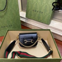 Túi Gucci Horsebit 1955 Strap Wallet Đen Leather 12CM Best Quality