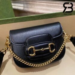 Túi Gucci Horsebit 1955 Strap Wallet Đen Leather 12CM Best Quality