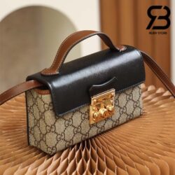 Túi Gucci Padlock Mini Bag GG Supreme Đen Be 18CM Best Quality