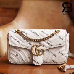 Túi Gucci & Balenciaga The Hacker Project Small GG Marmont Bag Trắng 26CM Best Quality