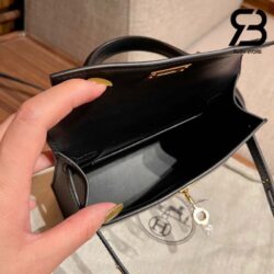 Túi Hermes Mini Kelly II 20 Noir Epsom Đen Khóa Vàng Khâu Tay Best Quality