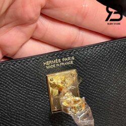 Túi Hermes Mini Kelly II 20 Noir Epsom Đen Khóa Vàng Khâu Tay Best Quality