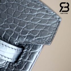 Túi Hermes Birkin 25 Matte Alligator Đen Noir Khóa Vàng Khâu Tay Best Quality