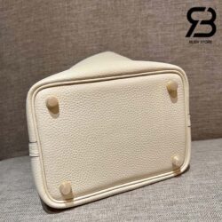 Túi Hermes Picotin 18 Trắng Kem Craie Taurillon Clemence Khóa Vàng Khâu Tay Best Quality