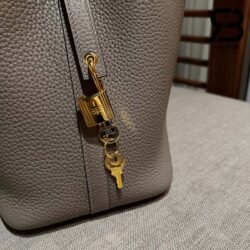 Túi Hermes Picotin 18 Taupe Xám Taurillon Clemence Khóa Vàng Khâu Tay Best Quality