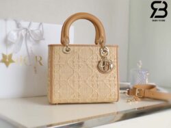 Túi Medium Lady Dior Bag Natural Cannage Raffia 24CM Best Quality