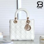 Túi Small Lady Dior Bag Màu Trắng Latte Cannage Da Cừu GHW 20CM Best Quality