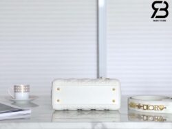 Túi Small Lady Dior Bag Màu Trắng Latte Cannage Da Cừu GHW 20CM Best Quality