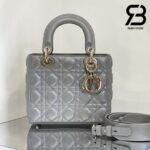 Túi Small Lady Dior Bag Màu Xám Opaline Pearlescent Cannage Da Cừu GHW 20CM Best Quality