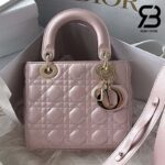 Túi Small Lady Dior Bag Màu Hồng Pearlescent Lotus Cannage Da Cừu 20CM Best Quality