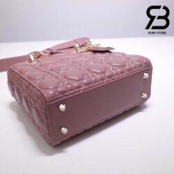 Túi Small Lady Dior Bag Màu Hồng Peony Cannage Da Cừu GHW 20CM Best Quality