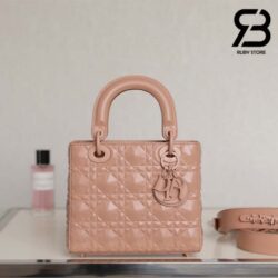 Túi Small Lady Dior Bag Rose Des Vents Diamond Cannage Calfskin 20CM Best Quality