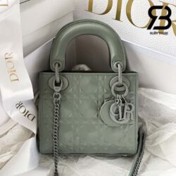 Túi Mini Lady Dior Bag Màu Xám Diamond Calfskin 17CM Siêu Cấp