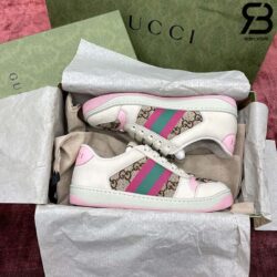 Giày Gucci Screener Sneaker With Crytals Hồng Best Quality