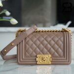 Túi Chanel Boy Small Màu Dark Nude Da Caviar Khóa Vàng Best Quality