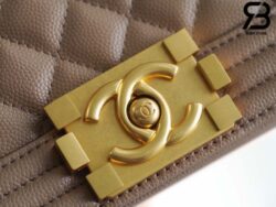 Túi Chanel Boy Small Màu Dark Nude Da Caviar Khóa Vàng Best Quality