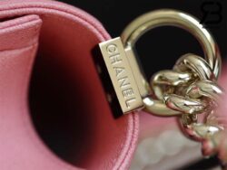 Túi Chanel Boy Small Màu Hồng Chevron Da Caviar Khóa Vàng Best Quality