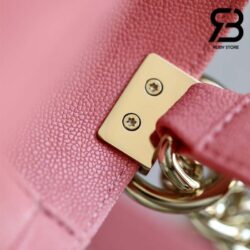 Túi Chanel Boy Small Màu Hồng Chevron Da Caviar Khóa Vàng Best Quality