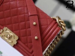 Túi Chanel Boy Small Màu Đỏ Da Caviar Khóa Vàng Best Quality