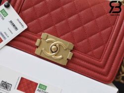 Túi Chanel Boy Small Màu Đỏ Da Caviar Khóa Vàng Best Quality