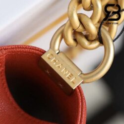 Túi Chanel Boy Small Màu Đỏ Da Caviar Khóa Vàng Best Quality