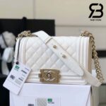 Túi Chanel Boy Small Màu Trắng Da Caviar Khóa Vàng Best Quality