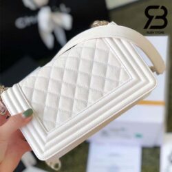 Túi Chanel Boy Small Màu Trắng Da Caviar Khóa Vàng Best Quality