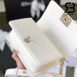 Túi Chanel Boy Small Màu Trắng Da Caviar Khóa Vàng Best Quality