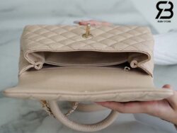 Túi Chanel Coco Handle Small Màu Be Da Caviar Lót Da 24CM Best Quality