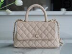 Túi Chanel Coco Handle Small Màu Be Da Caviar Lót Da 24CM Best Quality