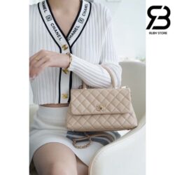 Túi Chanel Coco Handle Small Màu Be Da Caviar Lót Da 24CM Best Quality