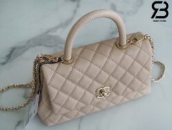 Túi Chanel Coco Handle Small Màu Be Da Caviar Lót Da 24CM Best Quality