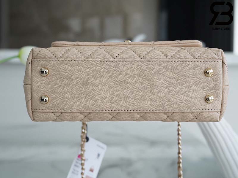 Túi Chanel Coco Handle Small Màu Be Da Caviar Lót Da 24CM Best Quality