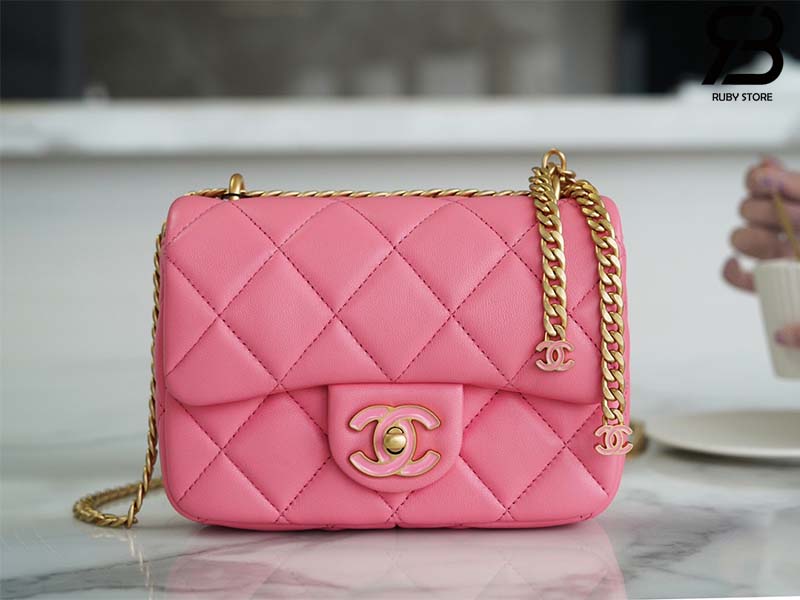 Túi Chanel Handbags Mini Flap Bag Màu Hồng Da Cừu Best Quality