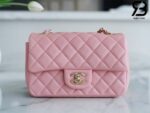 Túi Chanel Mini 8 Rectangular Flap Bag Màu Hồng Sakura Da Cừu 20CM Best Quality