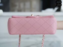 Túi Chanel Mini 8 Rectangular Flap Bag Màu Hồng Sakura Da Cừu 20CM Best Quality
